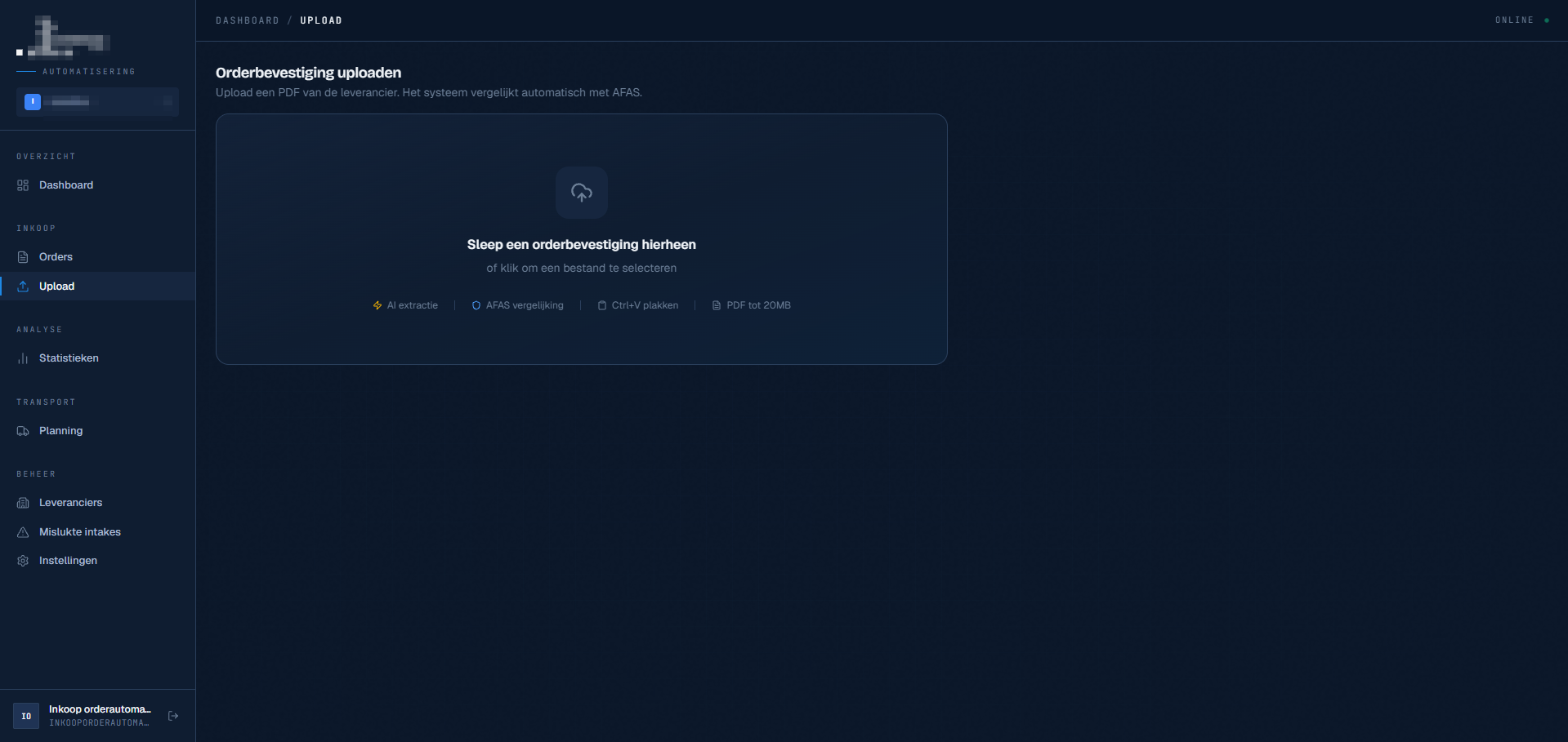 Een orderbevestiging uploaden of automatisch uit de mailbox